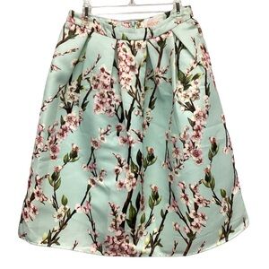 Moon Mint & Pink Floral Print Pleated Skirt Misses size S